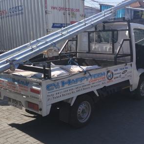 Spesifikasi tiang penangkal petir 6 meter Pipa medium SNI Ø 5 inch4 meter Pipa medium SNI Ø 4 inch3 meter Pipa medium SNI Ø 3 inch 3 mtr2 meter Pipa medium SNI Ø 2 inch 2 mtrBaseplate 400x400x12mm + Stiffener 10mmJoin flange 8-10 mmStiffner 8-10mmBaud mur 16mm x 45mm hot dip galvanizeStep ladder Ø 16mmJarak anak tangga (step ladder) dari kiri ke kanan 40cmFinishing Hot Dip GalvanizedHarga sudah termasuk pondasi dan jasa instalasi Telepon / Wa 0811 3999 945 Workshop Bengkel Las Bali Jln. Cempaka 1 No 7AB Dalung Kuta Utara - Bali